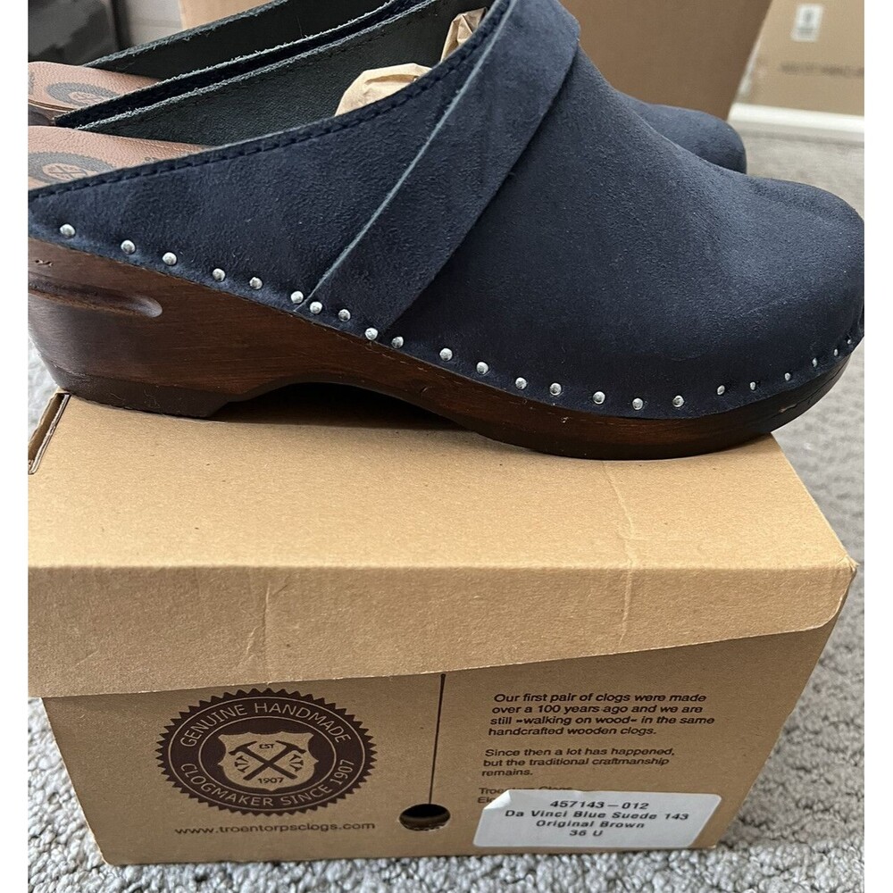 Troentorp Da Vinci Blue Suede Size 36 NIB